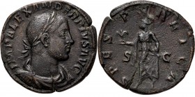 Ancient - ROMAN EMPIRE
AE Sestertius Rome 231–235 AD, SEVERUS ALEXANDER 222–235 AD Laureate, draped and cuirassed bust right IMP ALEXANDER PIVS AVG. ...