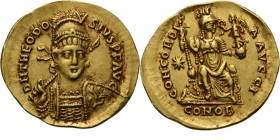 Ancient - ROMAN EMPIRE
AV Solidus 408–420 AD, THEODOSIUS II 402–450 AD, EASTERN ROMAN EMPIRE Constantinople.Off. I. Diademed, helmeted and cuirassed ...