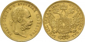 WORLD Coins
Austria - Ducat 1890, Gold, FRANZ JOSEPH I 1848–1916 Vienna mint. Laureate head right. Rev. crowned double-headed eagle.Fr. 493.3.49 g Ve...