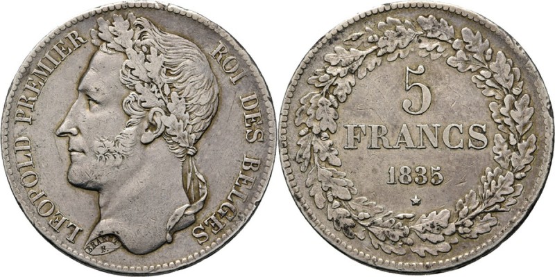 WORLD Coins
Belgium - 5 Francs 1835, Silver, LEOPOLD I 1831–1865 Laureate head ...