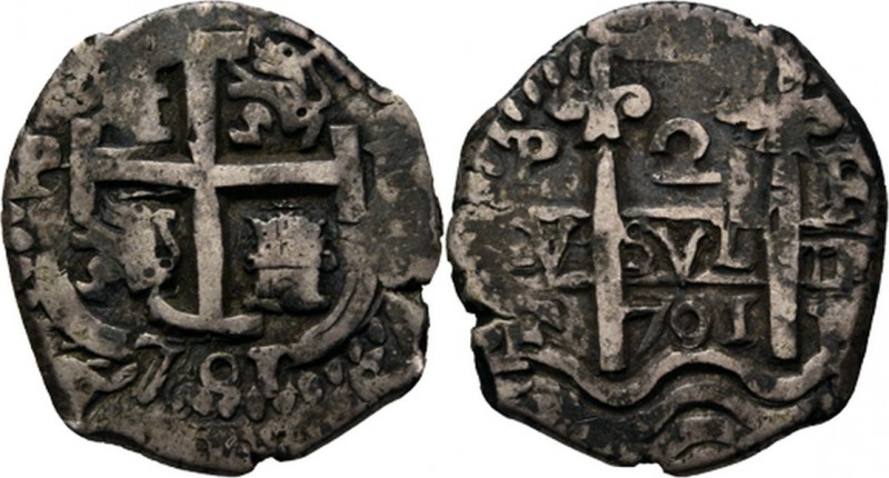 WORLD Coins
Bolivia - Cob of 2 reales 1701, Silver, FELIPE V 1700–1746 Posthumo...