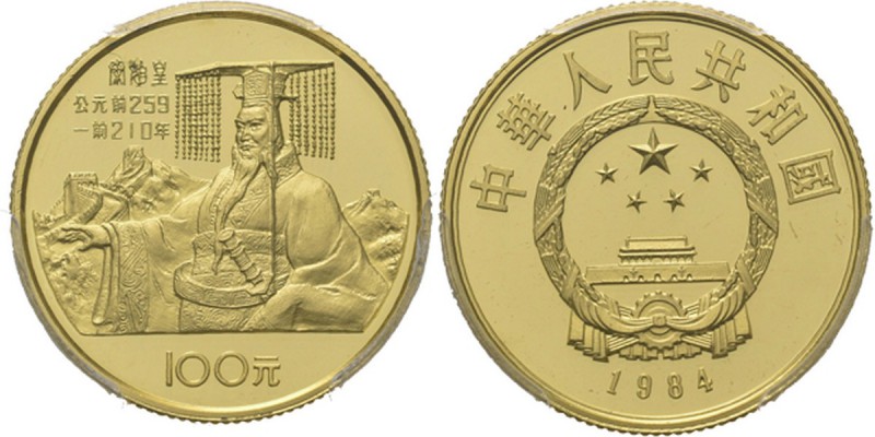 WORLD Coins
China, Peoples Republic - 100 Yuan 1984, Gold Emperor Qin Huang Di,...