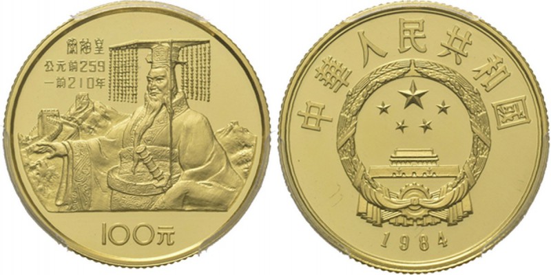 WORLD Coins
China, Peoples Republic - 100 Yuan 1984, Gold Emperor Qin Huang Di,...