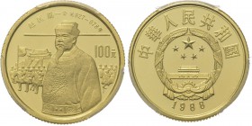 WORLD Coins
China, Peoples Republic - 100 Yuan 1988, Gold Emperor Zhao Kuang Yin. Series V.Fr. 22; KM. 211 PCGS PR69 DCAM Proof