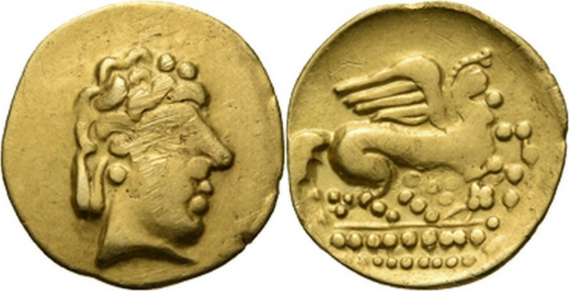 WORLD Coins
France - AV ¼ Stater n.d, Gold, MEDIOMATRICI, Gallia Stylized head ...