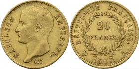 WORLD Coins
France - 20 Francs 1807 A, Gold, NAPOLÉON Ier Empereur 1804–1814 Paris mint. Bare head left. Rev. value within wreath.Gad. 1023a; KM:- ; ...