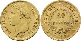 WORLD Coins
France - 20 Francs 1813 A, Gold, NAPOLÉON Ier Empereur 1804–1814 Paris mint. Laureate head left. Rev. value within wreath.Gad. 1025; KM 6...