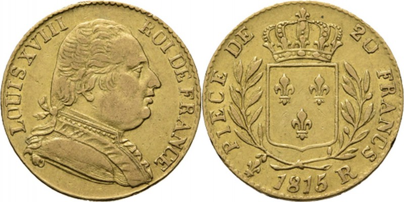 WORLD Coins
France - 20 Francs 1815 R, Gold, LOUIS XVIII 1814 & 1815–1824 Londo...