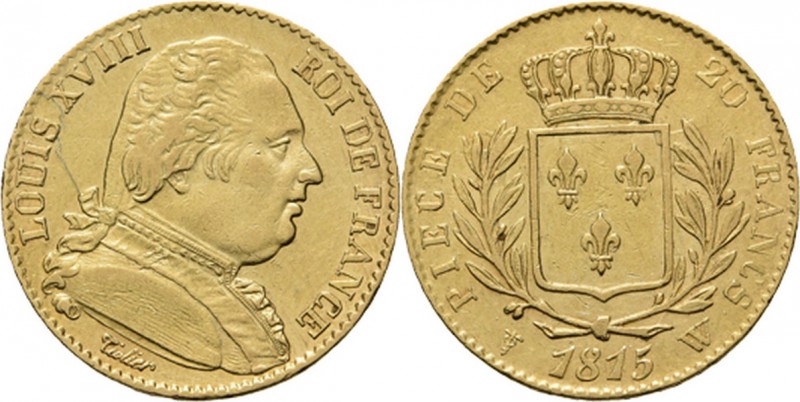 WORLD Coins
France - 20 Francs 1815 W, Gold, LOUIS XVIII 1814 & 1815–1824 Lille...