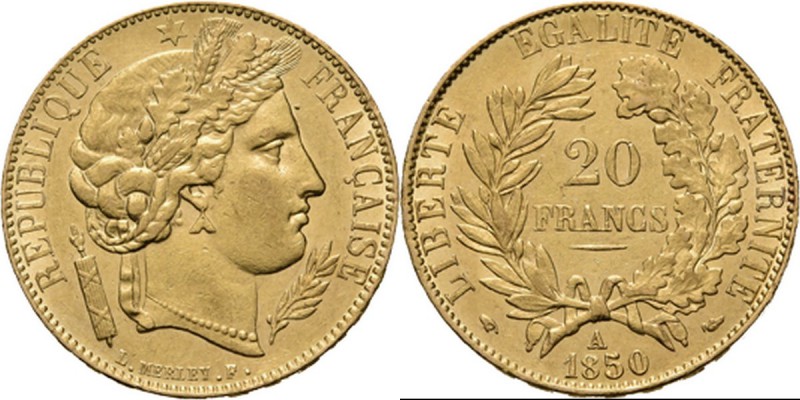 WORLD Coins
France - 20 francs 1850 A, Gold, 2me RÉPUBLIQUE 1848–1852 Paris min...