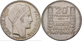 WORLD Coins
France - 20 Francs 1936, Silver, 3me RÉPUBLIQUE 1871–1940 Laureate head right. Rev. denomination above date, motto of France underneath, ...