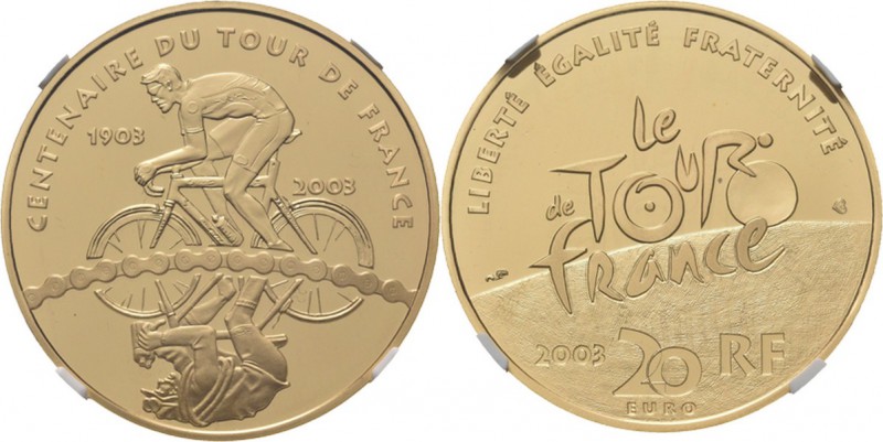 WORLD Coins
France - 20 Euro 2003, Gold, 5me RÉPUBLIQUE depuis 1959 Centenary o...