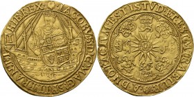 WORLD Coins
Great Britain - Spur ryal n.d, Gold, JAMES I 1603–1625 Second coinage. Crowned figure of king standing facing in ship holding sword and a...