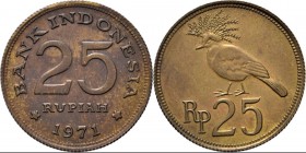 WORLD Coins
Indonesia - Pattern 25 Rupiah 1971, Copper Stars flank date between denomination. Rev. Victoria crowned pigeon.KM. Pn7.Struck in bronze/b...
