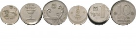 WORLD Coins
Israel - Error 1/2 & 1 Sheqel & 10 Sheqalim , Nikkel munten All struck off center. Extremely fine