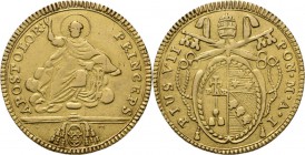 WORLD Coins
Italy - Doppia romana Year 1, PIO VII 1800–1823, MONETE PAPALI / PAPAL STATES Oval arms. Rev. Saint Peter seated on clouds; in exergue sm...