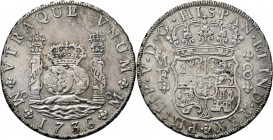 WORLD Coins
Mexico - 8 Reales 1736, Silver, FELIPE V 1700–1746 Mexico City mint. Crown over globes between the columns of Hercules, date below. Rev. ...