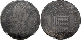 WORLD Coins
Monaco - Scudo 1655, Silver, HONORE II 1604–1662 Armoured bust right. Rev. crowned arms.Dav. 4307; KM. 32. NGC F12 Fine/Fine +