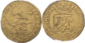 Provinical - GELDERLAND Provincie 1581 - 1795
½ Oude gouden rijder 1618, Gold Type I op groot plaatje. Ruiter naar rechts boven provinciewapentje MO•...