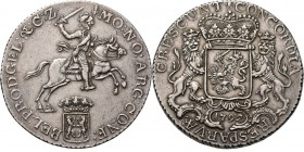 Provinical - GELDERLAND Provincie 1581 - 1795
Dukaton of zilveren rijder 1792, Silver Type IIc. Ruiter naar rechts boven provinciewapentje korenaar M...