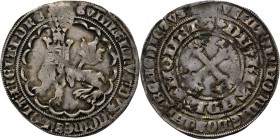 Provinical - HOLLAND Graafschap 1049 - 1581
Dubbele groot of plak emissie 1367/68, Silver, WILLEM V van Beieren 1345–1389 Zittende leeuw met tournooi...