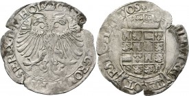 Provinical - HOLLAND Graafschap 1049 - 1581
Vlieger of 4 stuiver z.j, Silver, KAREL V 1506–1555 Gekroonde dubbele adelaar CARO(LVS·) DG· ROM· IMP· HI...