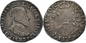Provinical - HOLLAND Graafschap 1049 - 1581
1⁄10 Philipsdaalder 1571, Silver, PHILIPS II 1555–1581 Type Ib. Borstbeeld naar rechts PHS: D: G HISPZ- R...