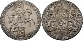 Provinical - HOLLAND Provincie 1581 - 1795
Dukaton of zilveren rijder 1756, Silver Type IIb. Ruiter naar rechts boven gekroond provinciewapentje, mt....