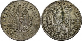 Provinical - HOLLAND Provincie 1581 - 1795
Scheepjesschelling of 6 stuiver 1716, Silver Type II, groot model. Driemaster naar rechts. Kz. gekroond pr...