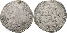 Provinical - ZEELAND Provincie 1580 - 1795
Leeuwendaalder 1652, Silver Type IIIa. Ridder naar rechts achter Hollands wapen, mt. ♖ na omschrift. Kz. k...
