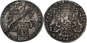 Provinical - ZEELAND Provincie 1580 - 1795
Dukaton of zilveren rijder 1750, Silver Type IIb. Ruiter naar rechts met grond onder de voeten van het paa...