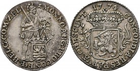 Provinical - ZEELAND Provincie 1580 - 1795
⅛ Zilveren dukaat of ‘pietje’ 1774, Silver Type Ia. Staande ridder met provinciewapen aan lint. Omschrift ...