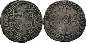 Provinical - UTRECHT Heerlijkheid 1528 - 1577
1⁄20 Philipsdaalder 1571, Silver, PHILIPS II 1555–1581 Type Ia. Gekroond wapen met keten van het Gulden...