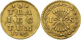 Provinical - UTRECHT Provincie 1581 - 1795
Bezemstuiver 1739, Gold In goud geslagen op het gewicht van een halve dukaat. · stadsschild · / TRA / IEC ...
