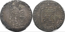 Provinical - UTRECHT Provincie 1581 - 1795
3 Gulden 1793, Silver Type IIIc. Staande Nederlandse maagd met grond onder de voeten, jaartal in de afsned...