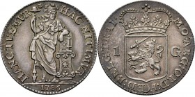 Provinical - UTRECHT Provincie 1581 - 1795
1 Gulden 1786, Silver Type IIIe. Staande Nederlandse maagd, jaartal in de afsnede. Kz. generaliteitswapen ...