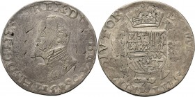 Southern Netherlands
BRABANT - Écu Philippe 1590, Silver, PHILIPPE II 1555–1598 Anvers. Buste à gauche PHS· D: G· HIS(P Z) REX· DVX· BRA·. Au-dessous...
