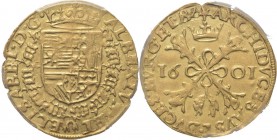 Southern Netherlands
BRABANT - Double Albertin 1600, Gold, ALBERT & ISABELLE 1598–1621 Maestricht. Ecu couronné et entouré du collier de la Toison d'...