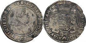 Southern Netherlands
BRABANT - Ducaton 1656, Silver, PHILIPPE IV 1621-1665 Anvers. 2me type. Buste du roi avec mince collet à droite, en haut main en...