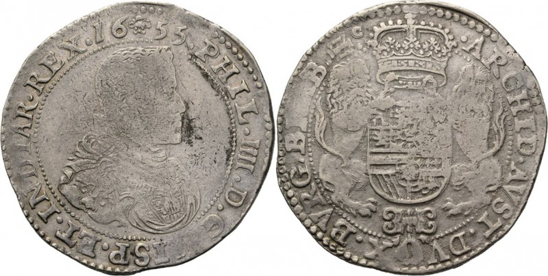 Southern Netherlands
BRABANT - Ducaton 1655, Silver, PHILIPPE IV 1621-1665 Brux...