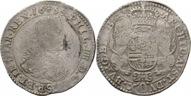 Southern Netherlands
BRABANT - Ducaton 1655, Silver, PHILIPPE IV 1621-1665 Bruxelles. 2me type. Buste du roi avec mince collet à droite, en haut tête...