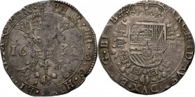 Southern Netherlands
BRABANT - Patagon 1632, Silver, PHILIPPE IV 1621-1665 Anvers. Croix de bâtons noueux accostée de la date, main en haut ·PHIL· II...