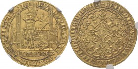 Southern Netherlands
VLAANDEREN - Gehelmde gouden leeuw z.j, Gold, LODEWIJK van Male 1346–1384 De Vlaamse leeuw met toernooihelm zittend op een gotis...