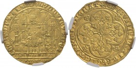 Southern Netherlands
VLAANDEREN - Nieuw gouden schild met de leeuw z.j. (1373–1383), Gold, LODEWIJK van Male 1346–1384 De graaf met zwaard zittend op...