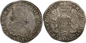 Southern Netherlands
VLAANDEREN - Dukaton 1632, Silver, FILIPS IV 1621–1665 1e type. Borstbeeld met grote kraag naar rechts, daarboven lelie tussen j...