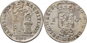Dutch Oversea Regions
PROVINCIALE MUNTEN - 1 Gulden 1786 over 1764, Silver, West–Friesland Staande Nederlandse maagd, jaartal met Romeinse I en recht...