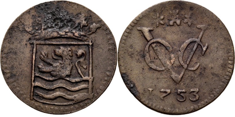 Dutch Oversea Regions
PROVINCIALE MUNTEN - Duit 1753, Copper, Zeeland Gekroond ...
