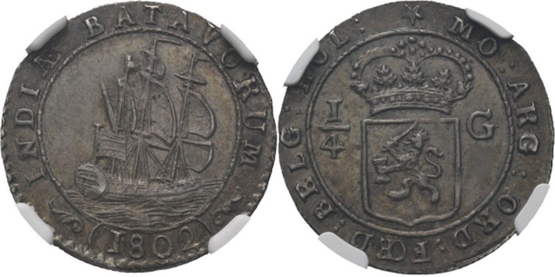 Dutch Oversea Regions
BATAAFSE REPUBLIEK 1799–1806 - ¼ Scheepjesgulden 1802, Si...