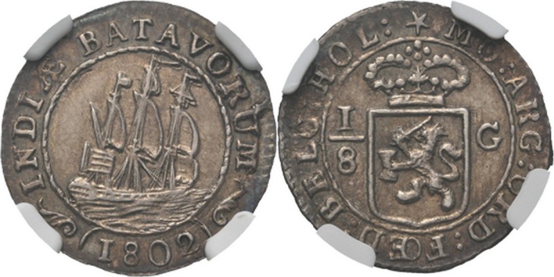 Dutch Oversea Regions
BATAAFSE REPUBLIEK 1799–1806 - 1⁄8 Scheepjesgulden 1802, ...