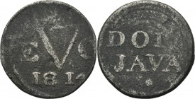 Dutch Oversea Regions
BRITS BESTUUR 1811–1816 - Tinnen duit 1814, Tin munten, Munten in Indie geslagen Een grote V tussen E – C, daarboven I, eronder...